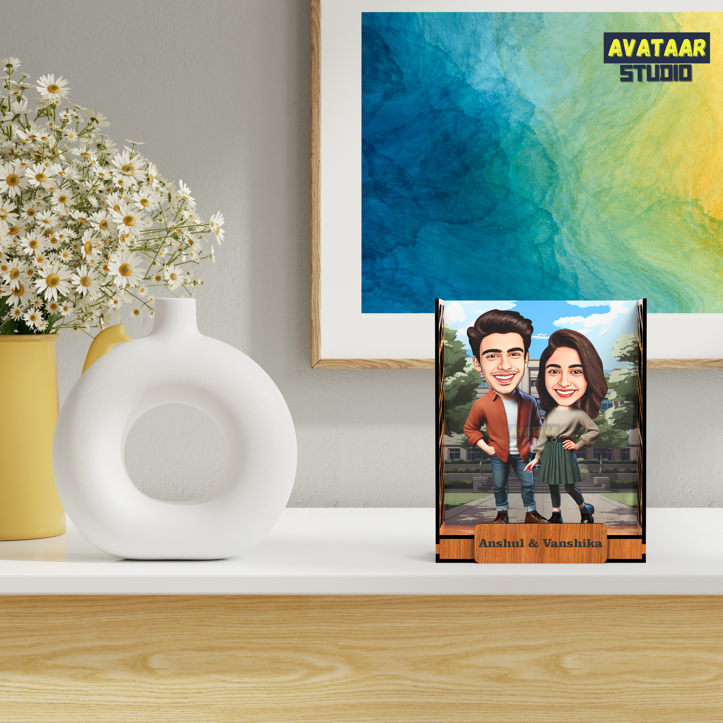 Avataar Studio Personalized Gift for Husband, Wife, Boyfriend, Girlfriend Character Caricature Photo Frame Unique Design Customized Gift for Friends & Family Return Gift (COUPLE 14 BOX)