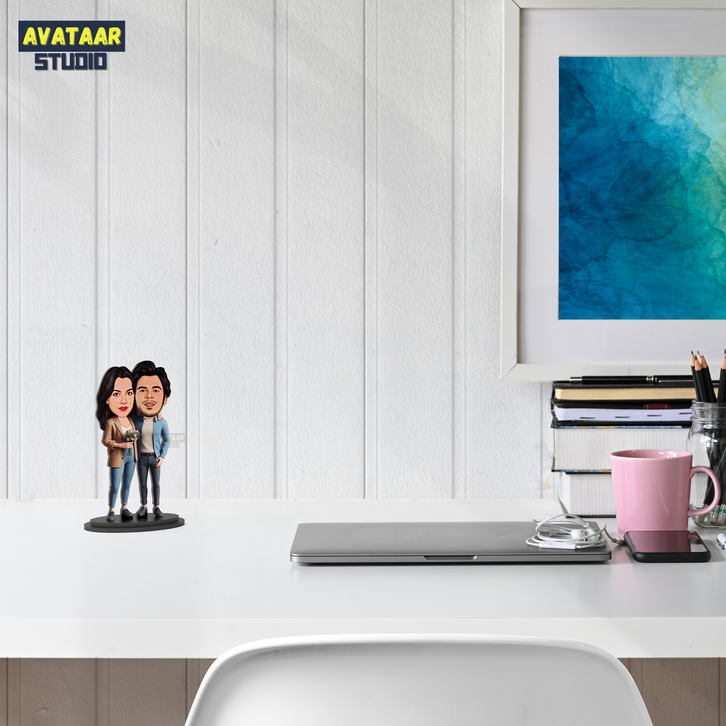 Avatar Stand Personalized Gift for Husband, Wife, Boyfriend, Girlfriend Character Caricature Photo Frame Unique Design Customized Gift for Friends & Family Return Gift (Couple 10)