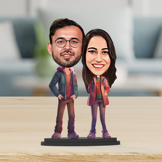 Avatar Studio Personalized Gift for Friends, Sister, Brother, BFF, Girlfriend, Boyfriend Character Caricature Photo Frame Unique Design Customized Gift for Friends & Family (Stand Couple)