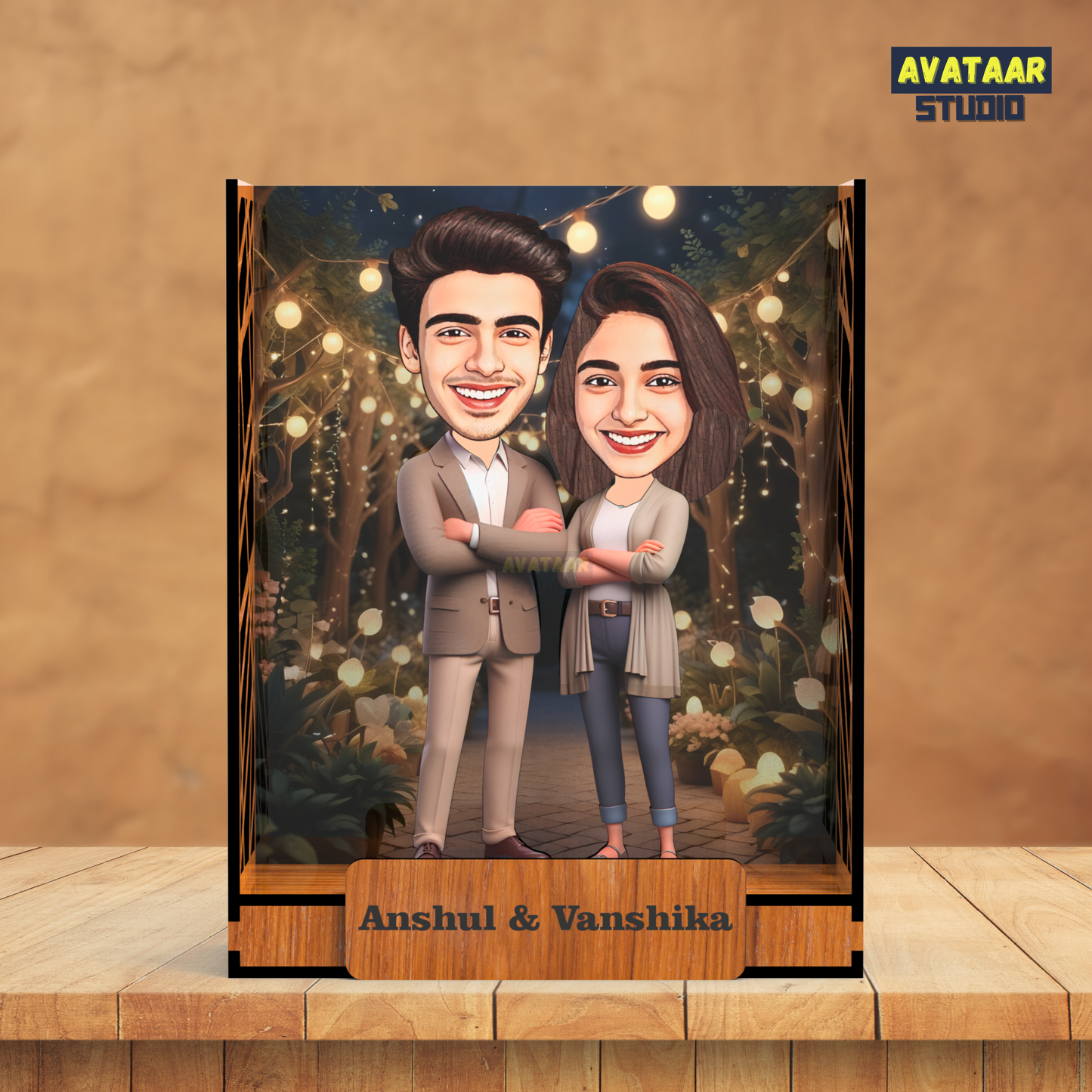 Avataar Studio Personalized Gift for Husband, Wife, Boyfriend, Girlfriend Character Caricature Photo Frame Unique Design Customized Gift for Friends & Family Return Gift (COUPLE 9 BOX)