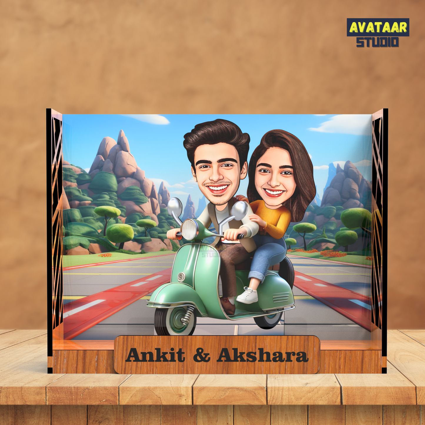 Avataar Studio Personalized Gift for Husband, Wife, Boyfriend, Girlfriend Character Caricature Photo Frame Unique Design Customized Gift for Friends & Family Return Gift (COUPLE 13 BOX)