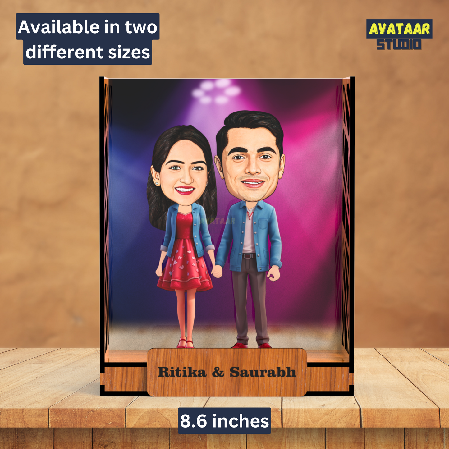 Avataar Studio Personalized Gift for Husband, Wife, Boyfriend, Girlfriend Character Caricature Photo Frame Unique Design Customized Gift for Friends & Family Return Gift (Couple 5 BOX)