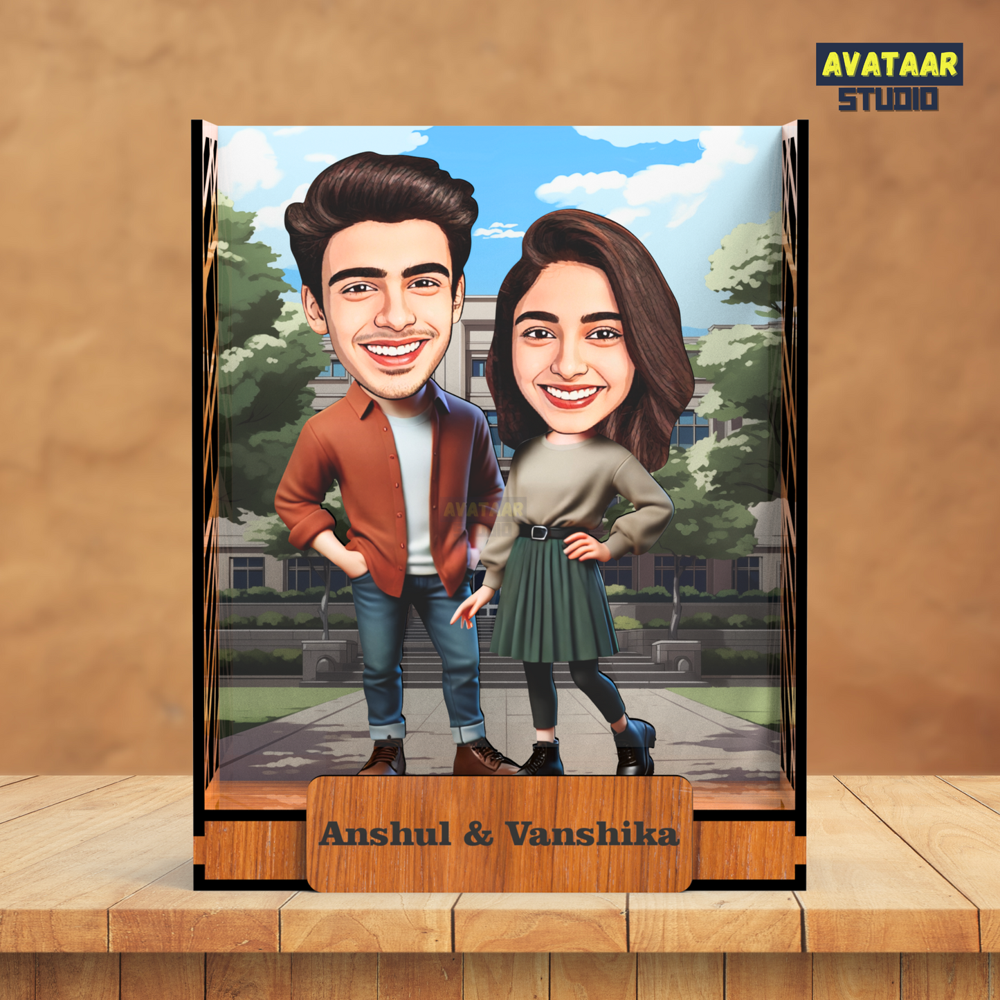 Avataar Studio Personalized Gift for Husband, Wife, Boyfriend, Girlfriend Character Caricature Photo Frame Unique Design Customized Gift for Friends & Family Return Gift (COUPLE 14 BOX)