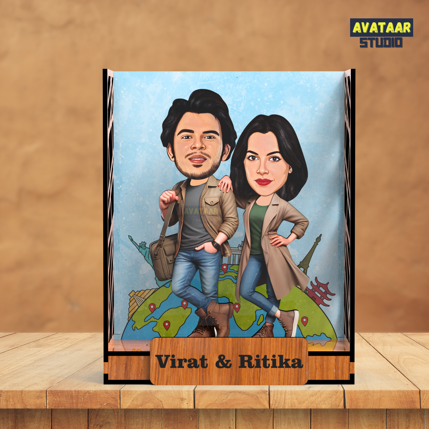 Avataar Studio Personalized Gift for Husband, Wife, Boyfriend, Girlfriend Character Caricature Photo Frame Unique Design Customized Gift for Friends & Family Return Gift (COUPLE 8 BOX)