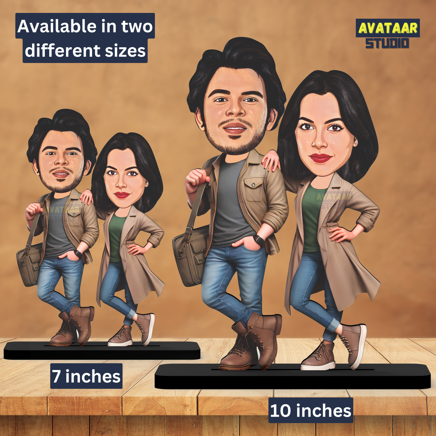 Avatar Stand Personalized Gift for Husband, Wife, Boyfriend, Girlfriend Character Caricature Photo Frame Unique Design Customized Gift for Friends & Family Return Gift (Couple 8)