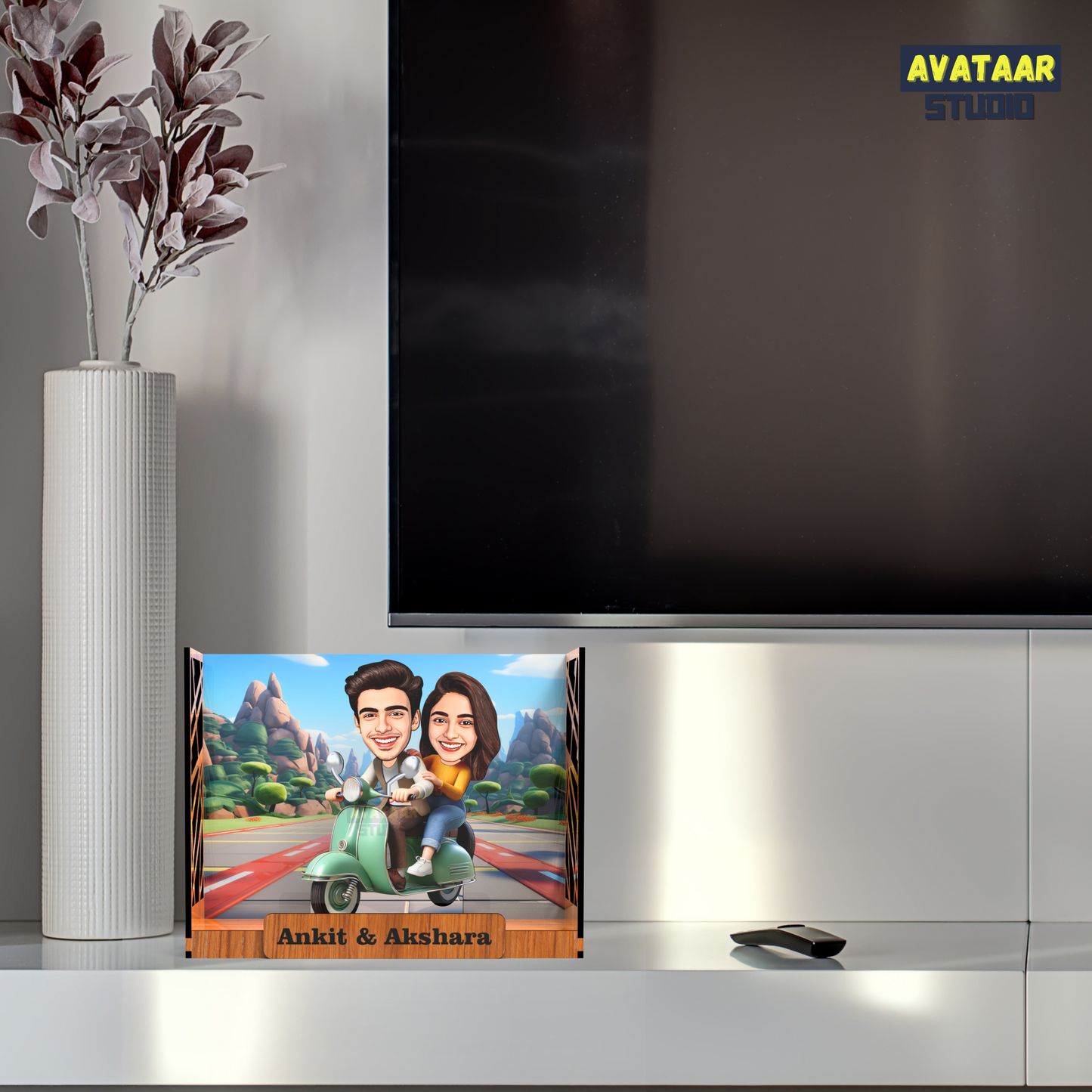 Avataar Studio Personalized Gift for Husband, Wife, Boyfriend, Girlfriend Character Caricature Photo Frame Unique Design Customized Gift for Friends & Family Return Gift (COUPLE 13 BOX)