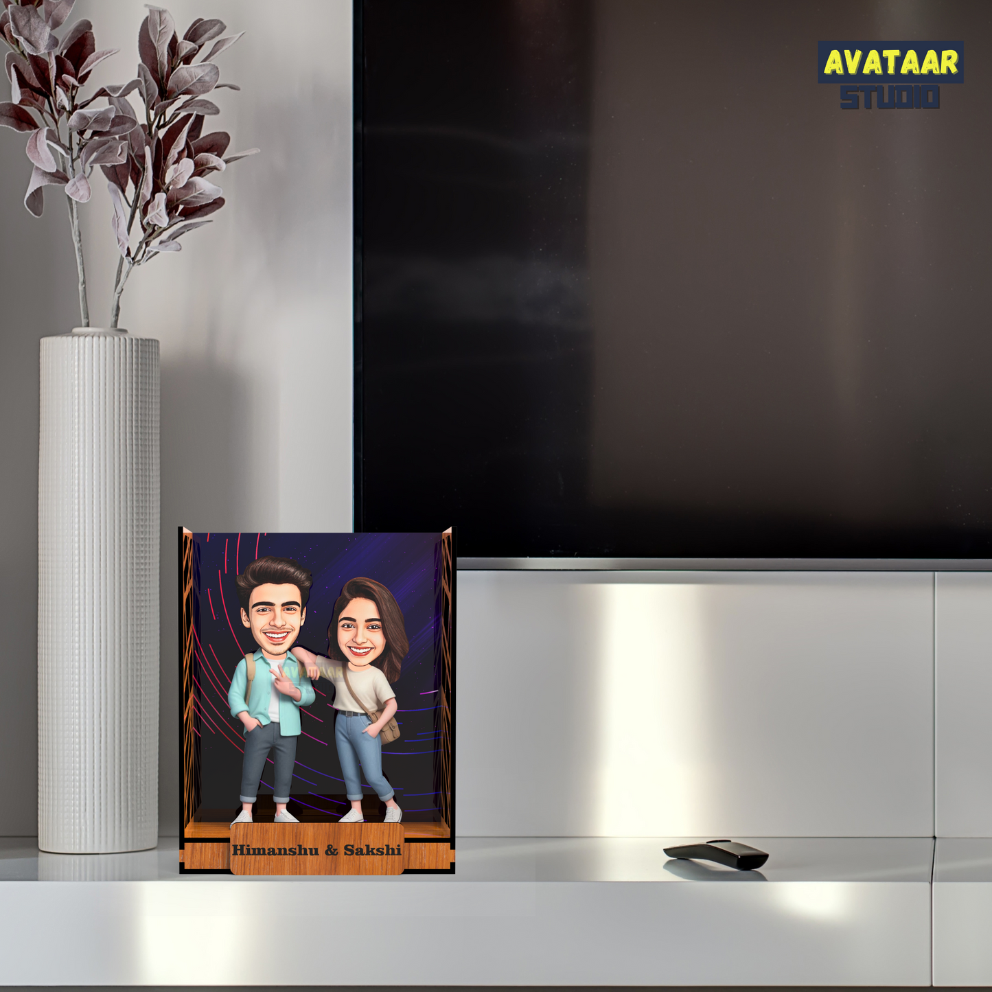 Avataar Studio Personalized Gift for Husband, Wife, Boyfriend, Girlfriend Character Caricature Photo Frame Unique Design Customized Gift for Friends & Family Return Gift (BRO SIS 2 BOX)