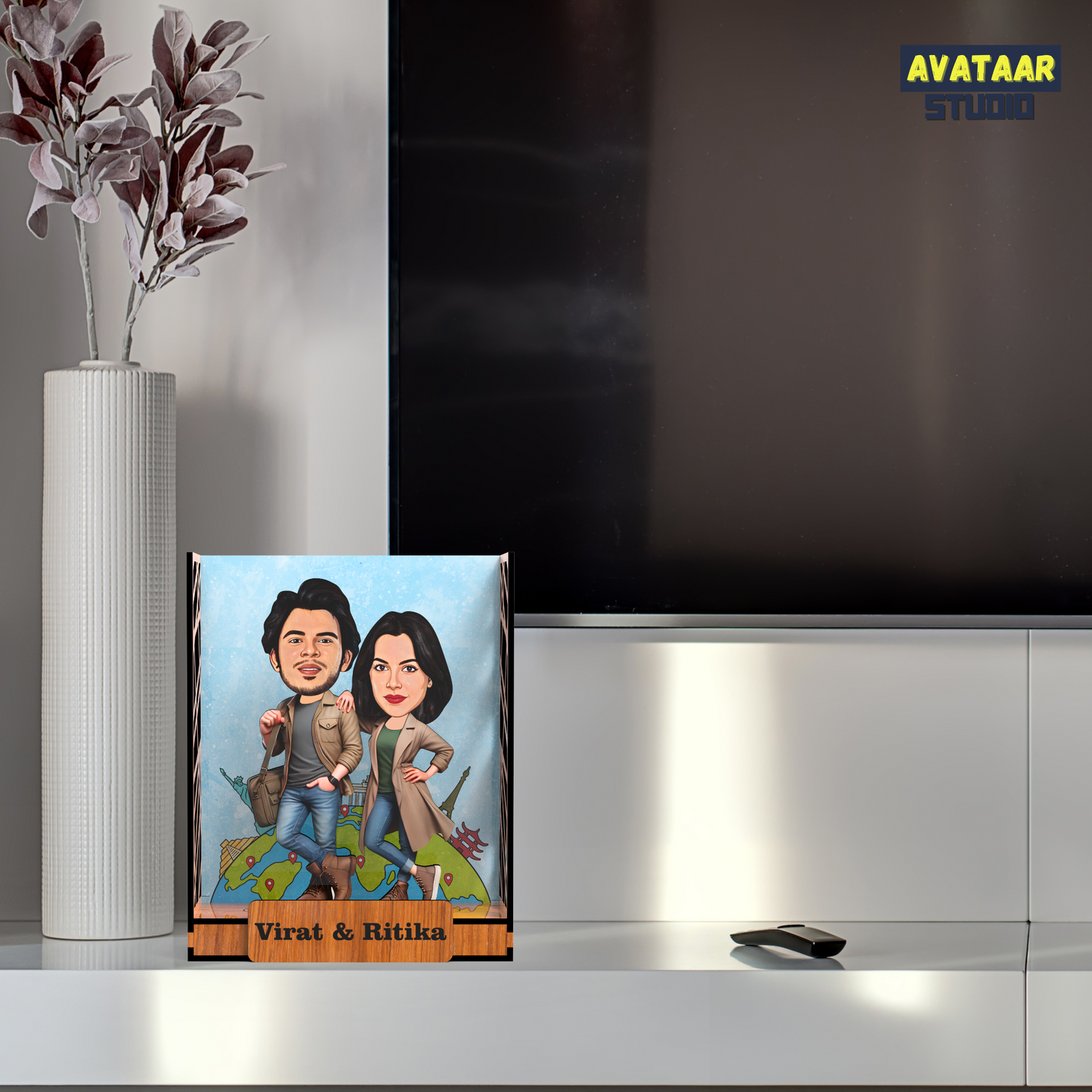Avataar Studio Personalized Gift for Husband, Wife, Boyfriend, Girlfriend Character Caricature Photo Frame Unique Design Customized Gift for Friends & Family Return Gift (COUPLE 8 BOX)