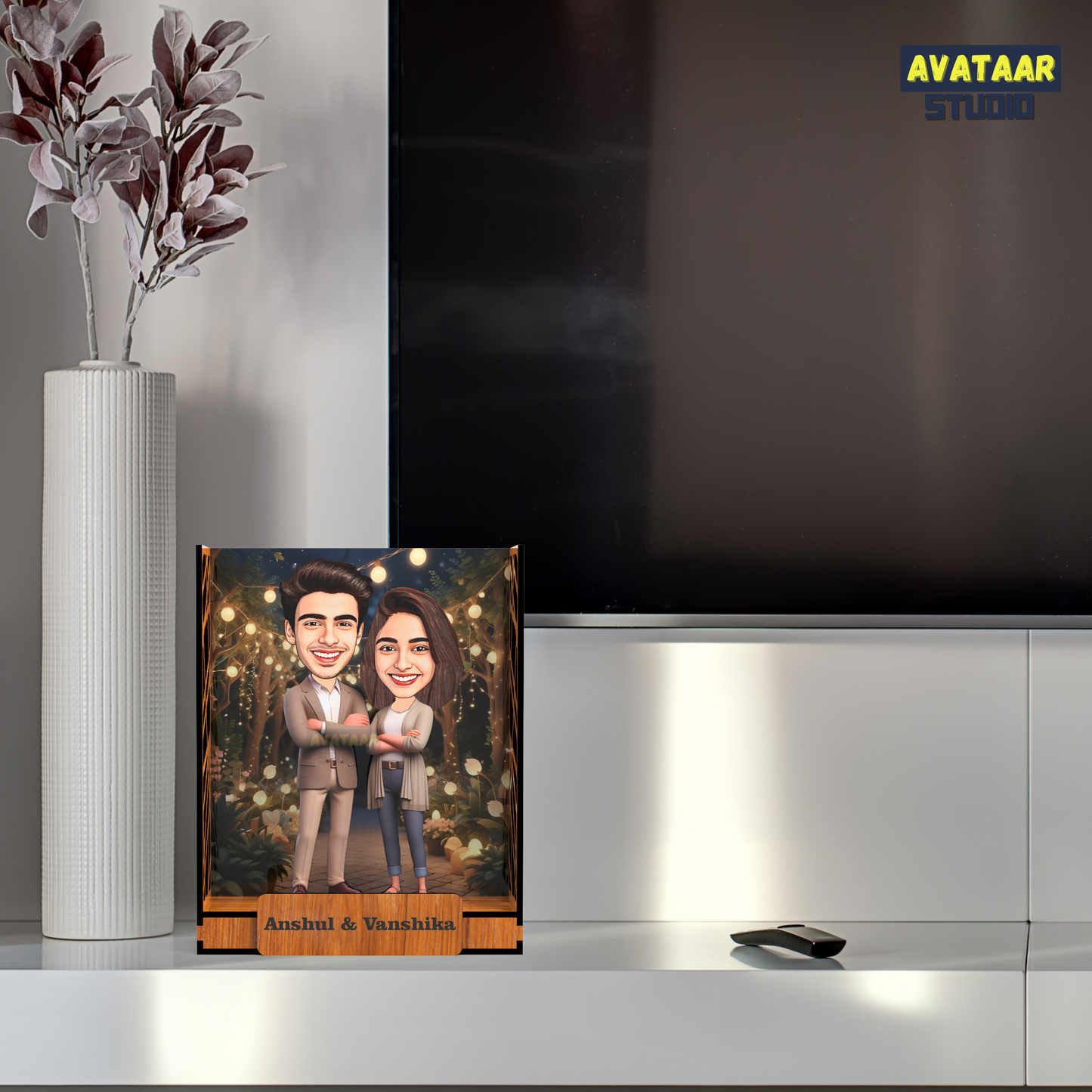 Avataar Studio Personalized Gift for Husband, Wife, Boyfriend, Girlfriend Character Caricature Photo Frame Unique Design Customized Gift for Friends & Family Return Gift (COUPLE 9 BOX)