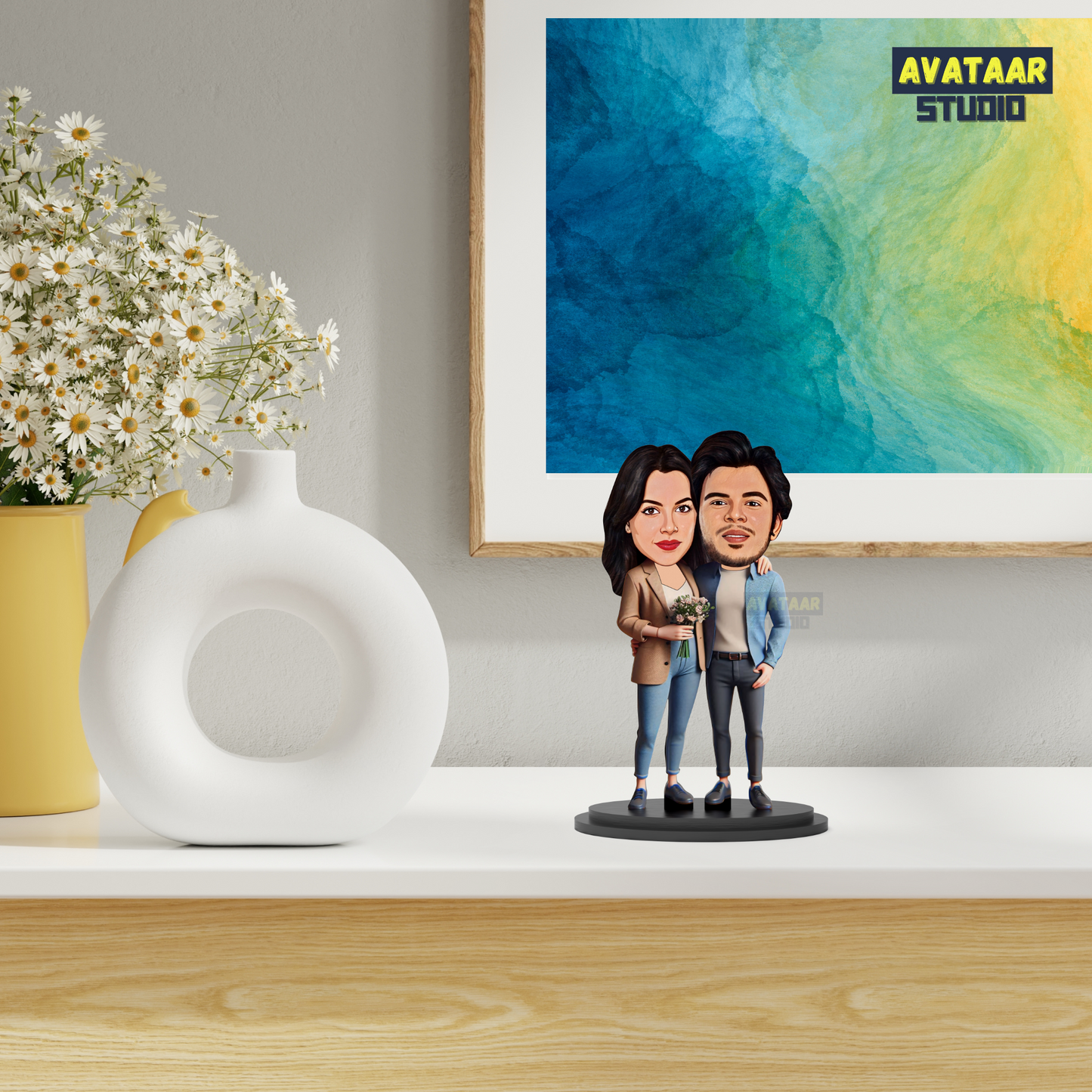 Avatar Stand Personalized Gift for Husband, Wife, Boyfriend, Girlfriend Character Caricature Photo Frame Unique Design Customized Gift for Friends & Family Return Gift (Couple 10)