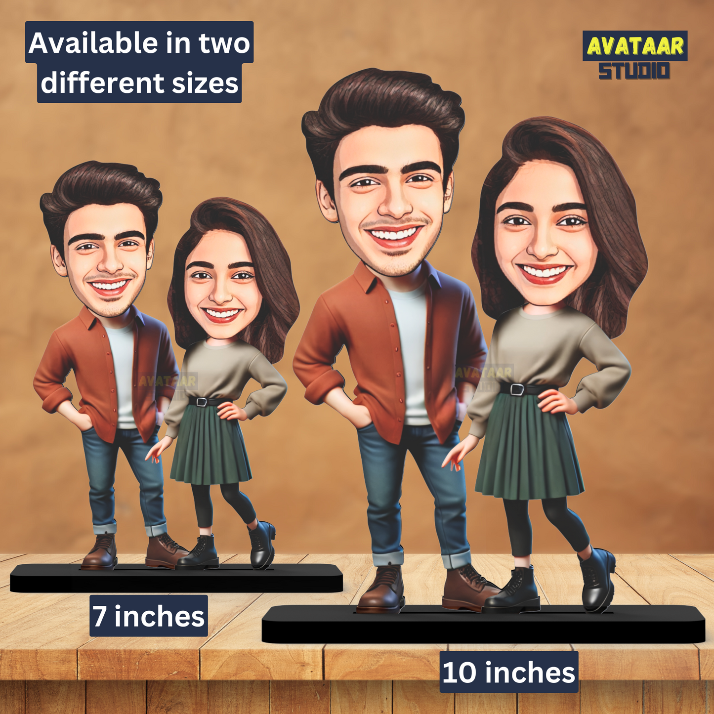 Avatar Stand Personalized Gift for Husband, Wife, Boyfriend, Girlfriend Character Caricature Photo Frame Unique Design Customized Gift for Friends & Family Return Gift (Couple 14)