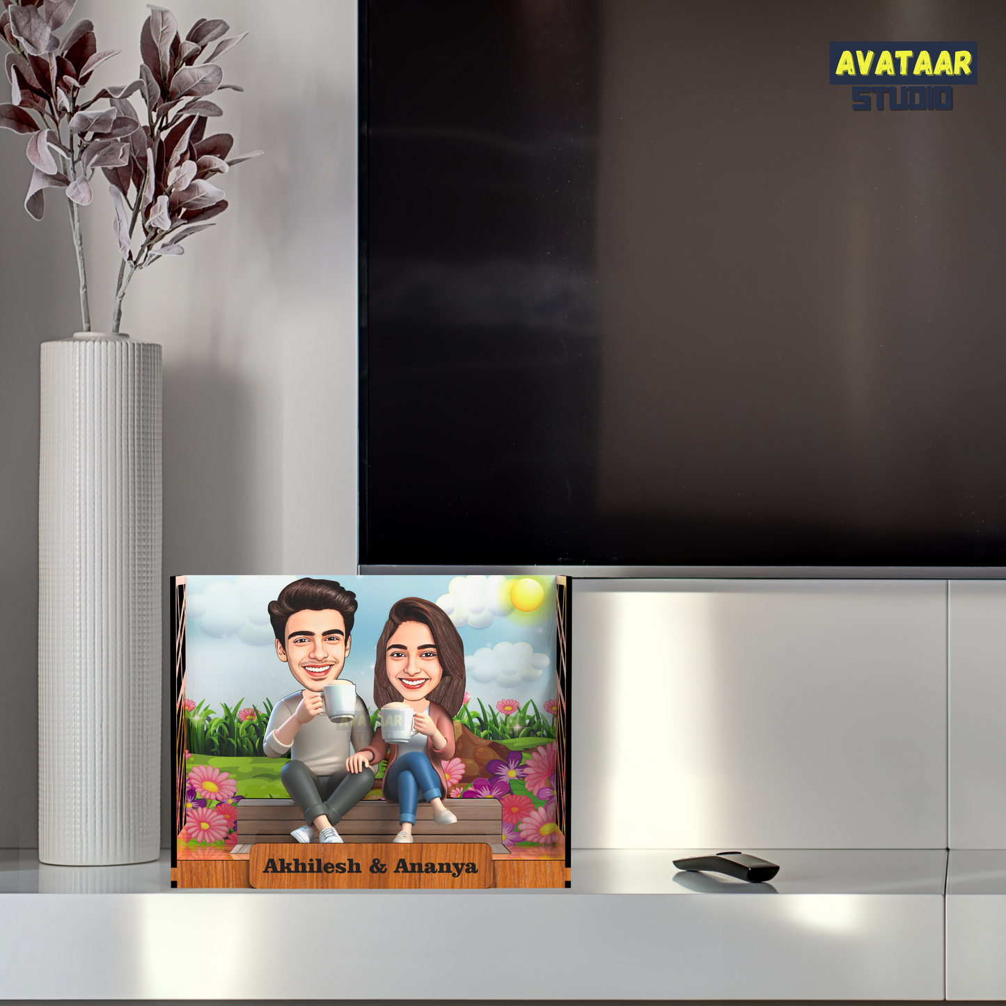 Avataar Studio Personalized Gift for Husband, Wife, Boyfriend, Girlfriend Character Caricature Photo Frame Unique Design Customized Gift for Friends & Family Return Gift (COUPLE 11 BOX)
