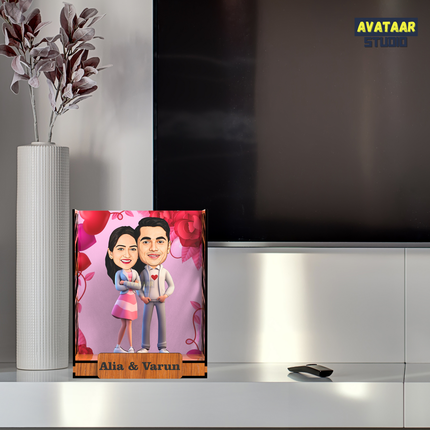 Avataar Studio Personalized Gift for Husband, Wife, Boyfriend, Girlfriend Character Caricature Photo Frame Unique Design Customized Gift for Friends & Family Return Gift (Couple 3 BOX)