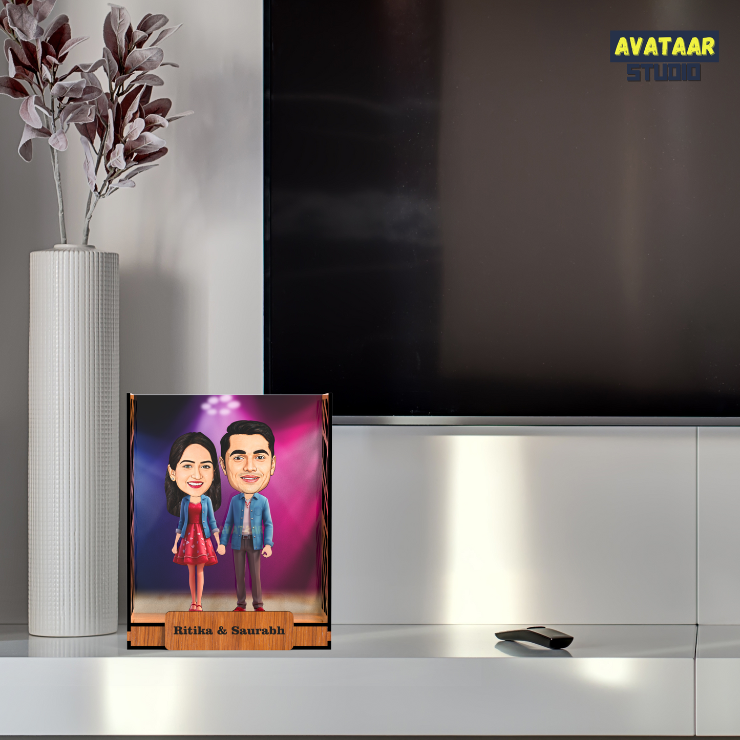Avataar Studio Personalized Gift for Husband, Wife, Boyfriend, Girlfriend Character Caricature Photo Frame Unique Design Customized Gift for Friends & Family Return Gift (Couple 5 BOX)