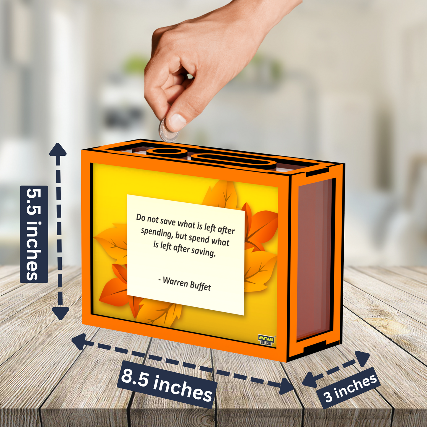 Wooden Money Saving Box for Adults & Kids – Target ₹25,000 / ₹1,00,000 | Colorful Coin Bank with Number Tracker & Transparent Sides | Piggy Bank, Savings Box Gift Idea (Design 3)