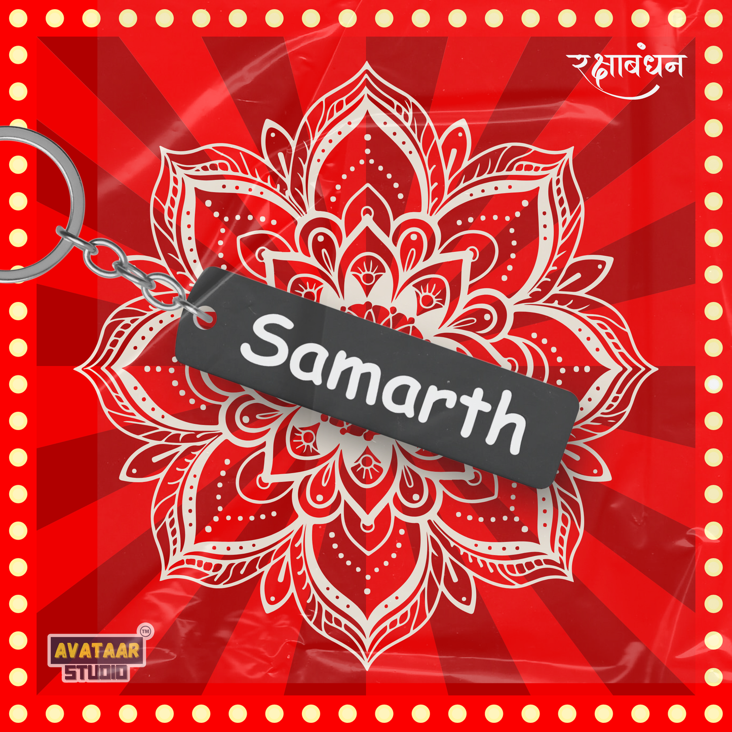 Personalized Rakhi Gift Combo Caricature Rakhi with Fridge Magnet Money Saving Box and Name Keychain for Brother Kids and Adults (Combo 3 - Rakhi + Money Saving Box + Name Keychain)