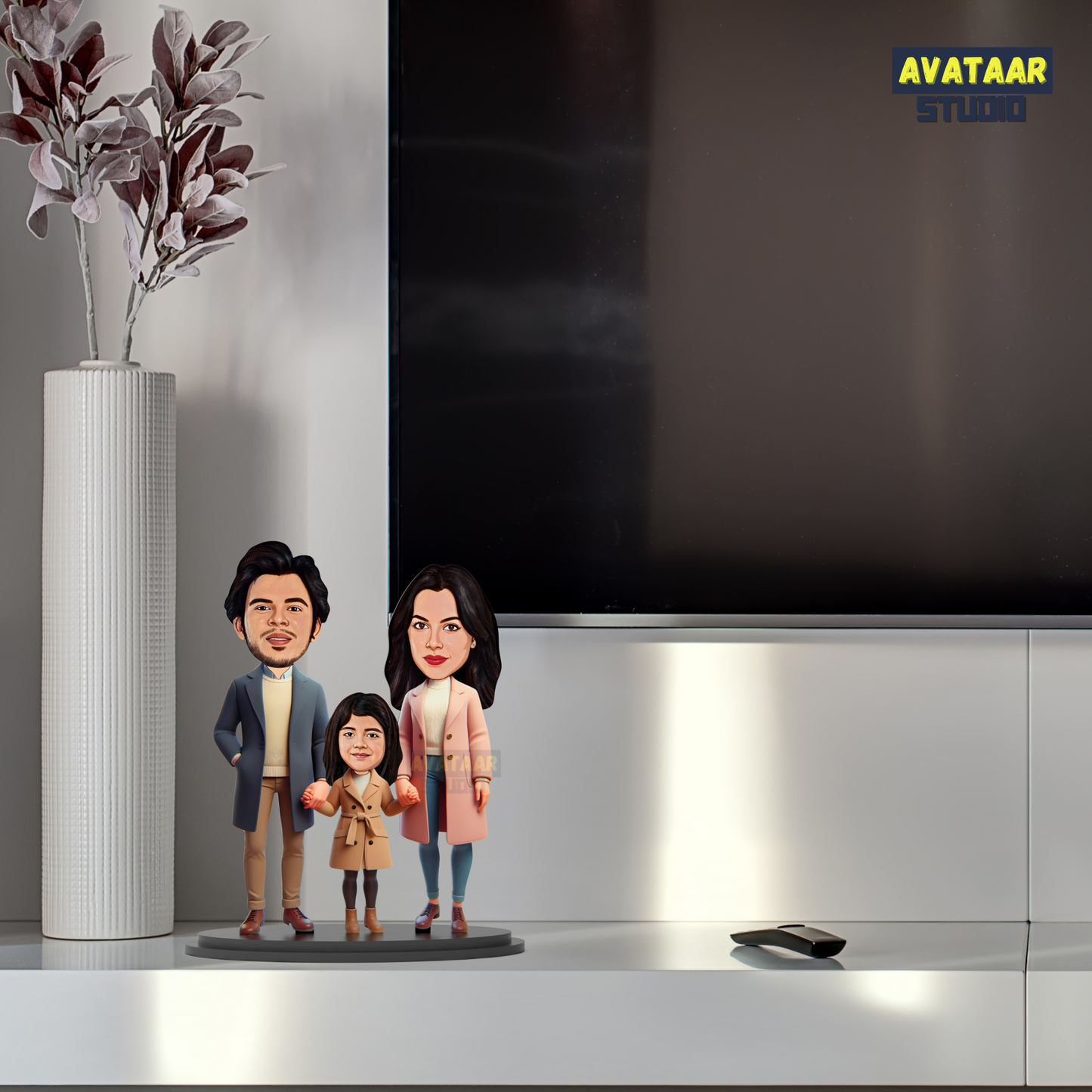 Avatar Studio Personalized Gift for Husband, Wife, Kids, Sister, Brother Character Caricature Photo Frame Unique Design Customized Gift for Friends & Family (Family of Three - 3)