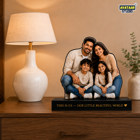 SnapStand Personalised 3D Avatar Standee Photo Frame, MDF & Acrylic, Custom Mini Figure for Couple, Anniversary, Birthday, Wedding Gifts (FAMILY - 1, 7 INCHES)