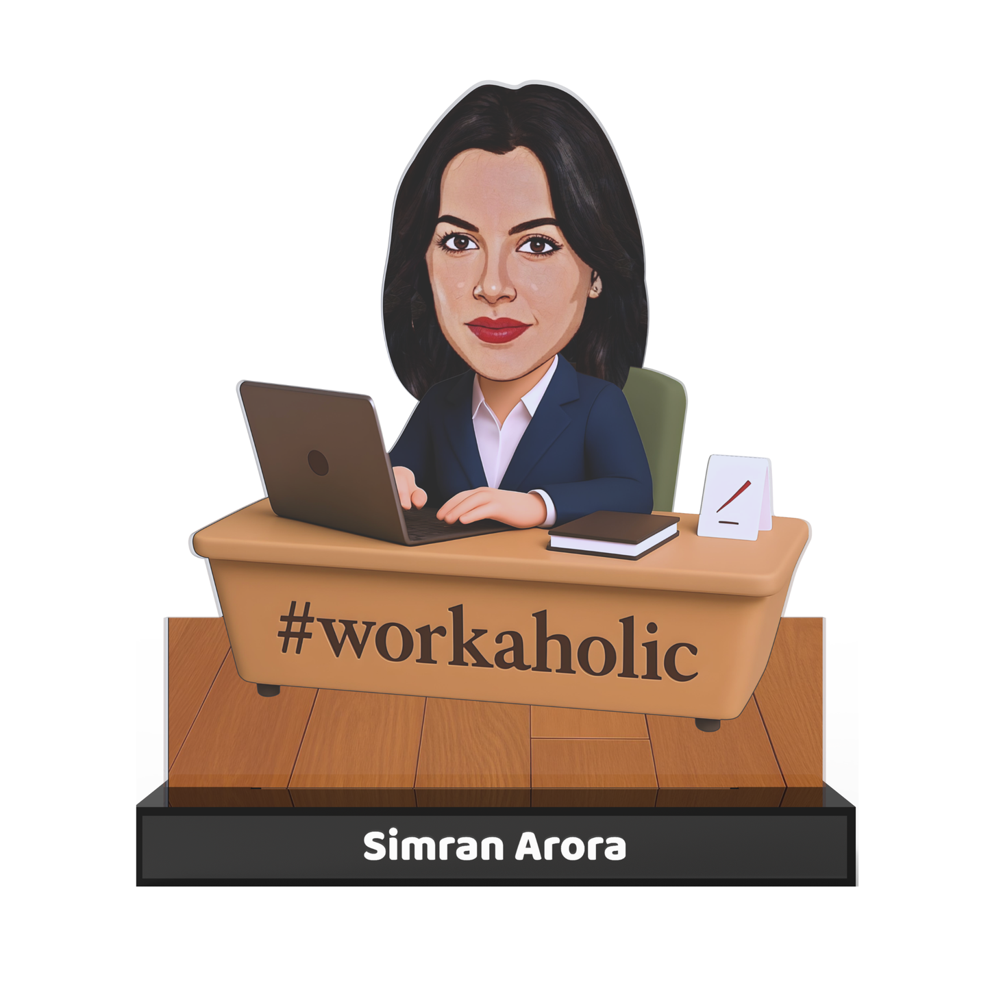 Personalized Office Avataar Stand – Custom Work Desk Acrylic Stand with Name (Female)