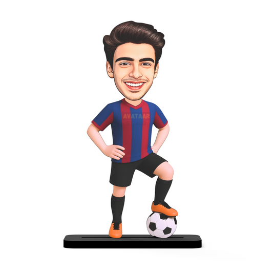 Avataar Studio Personalized Gift for Friends, Sister, Brother, BFF, Girlfriend, Boyfriend Character Caricature Photo Frame Unique Design Customized Gift for Friends & Family (Footballer Boy - 3)
