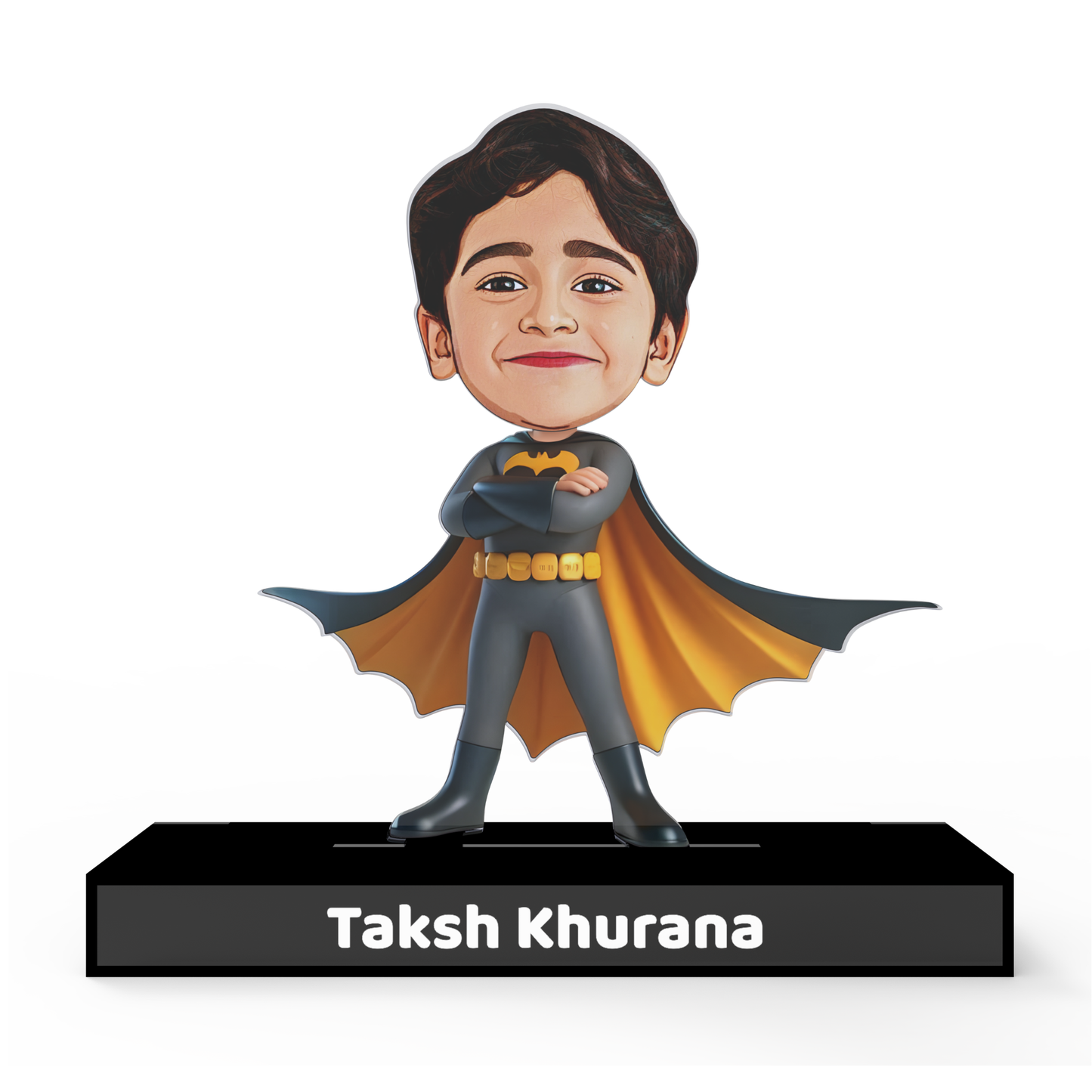 Personalized Kids Superhero (Batman) Avataar Stand – Custom Acrylic Hero Stand with Name