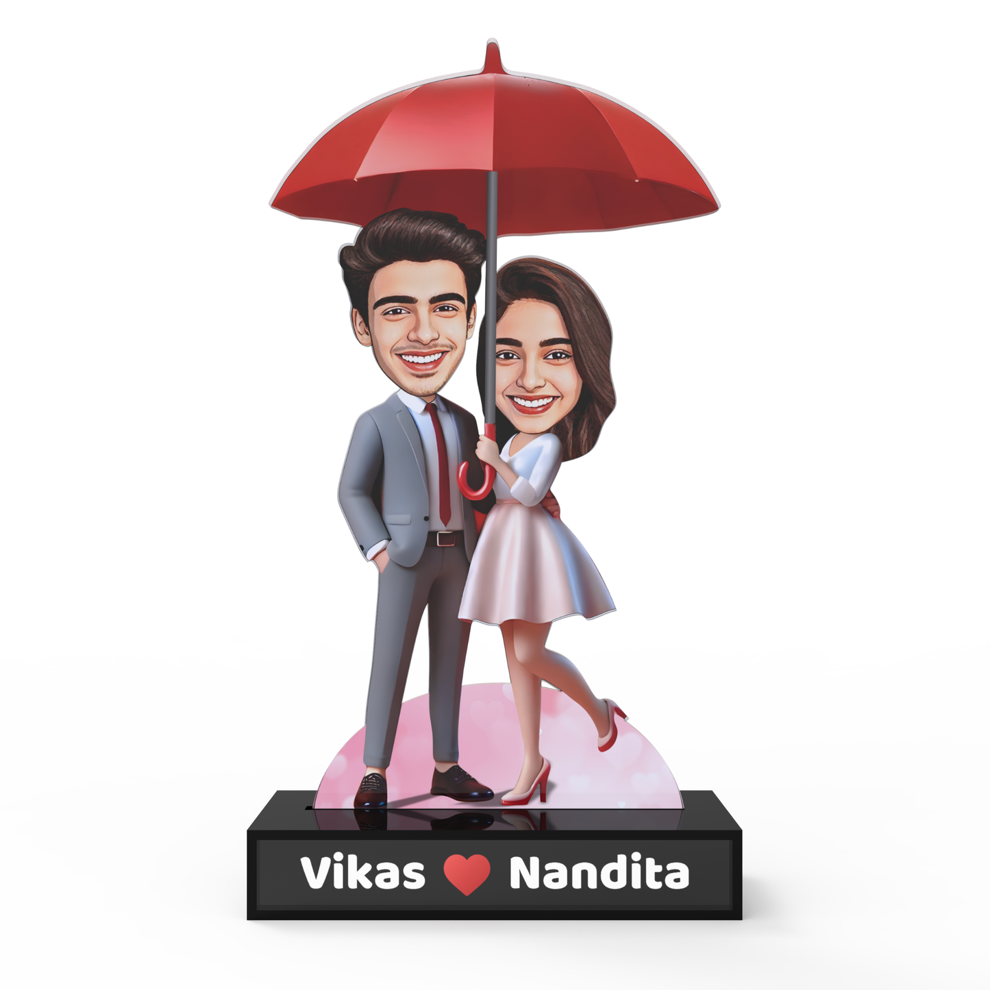 Custom Couple Avatar Stand with Name – Umbrella Love Theme Acrylic Stand