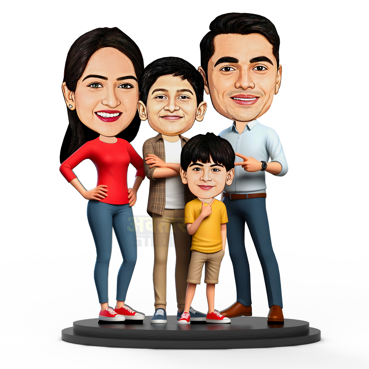 Avatar Studio Personalized Gift for Husband, Wife, Kids, Sister, Brother Character Caricature Photo Frame Unique Design Customized Gift for Friends & Family (Family of Four - 2)