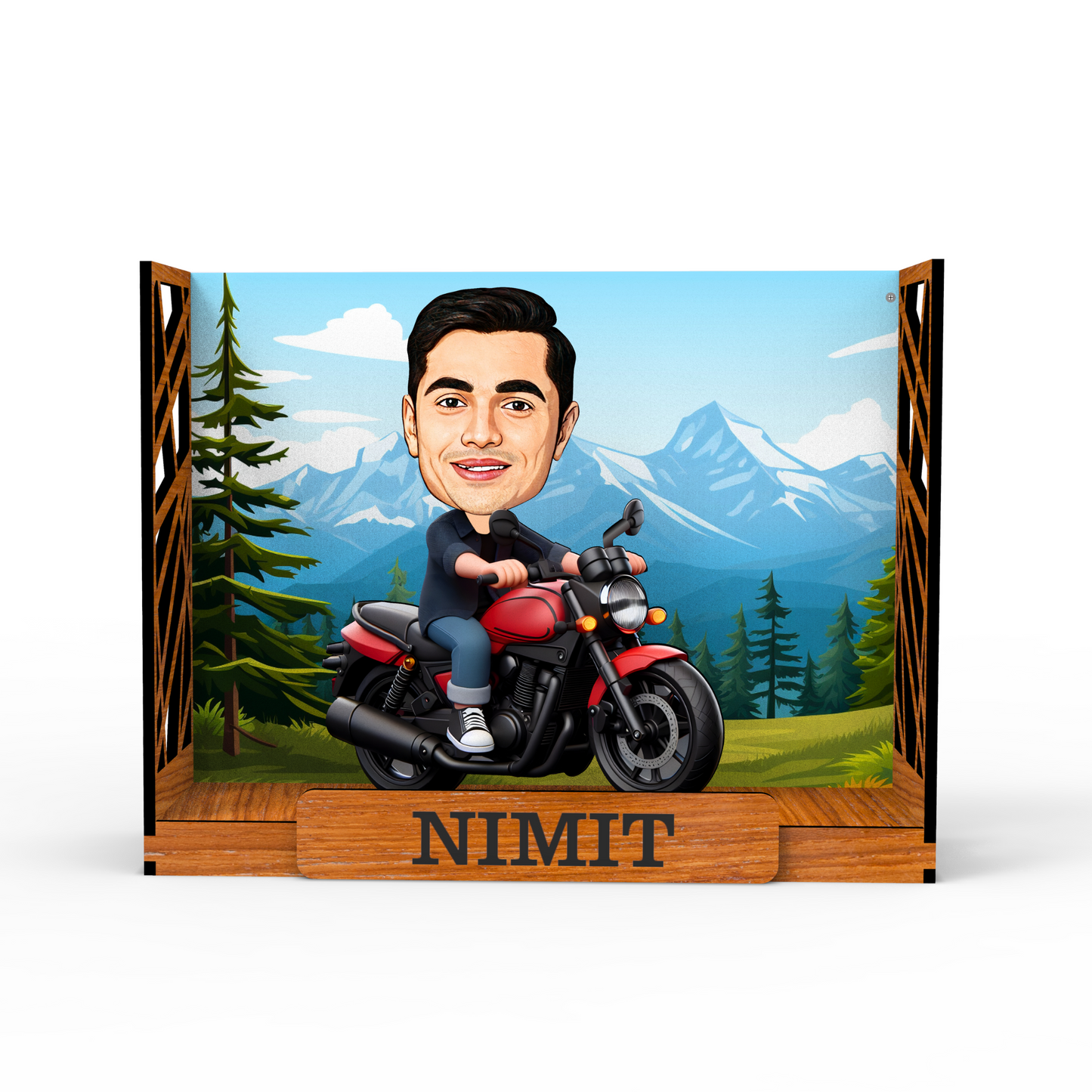 Avatar Studio Personalized Gift for Friends, Brother, BFF, Boyfriend, Father Character Caricature Photo Frame Unique Design Customized Gift for Friends & Family (Motorcycle Rider - 1 Box)