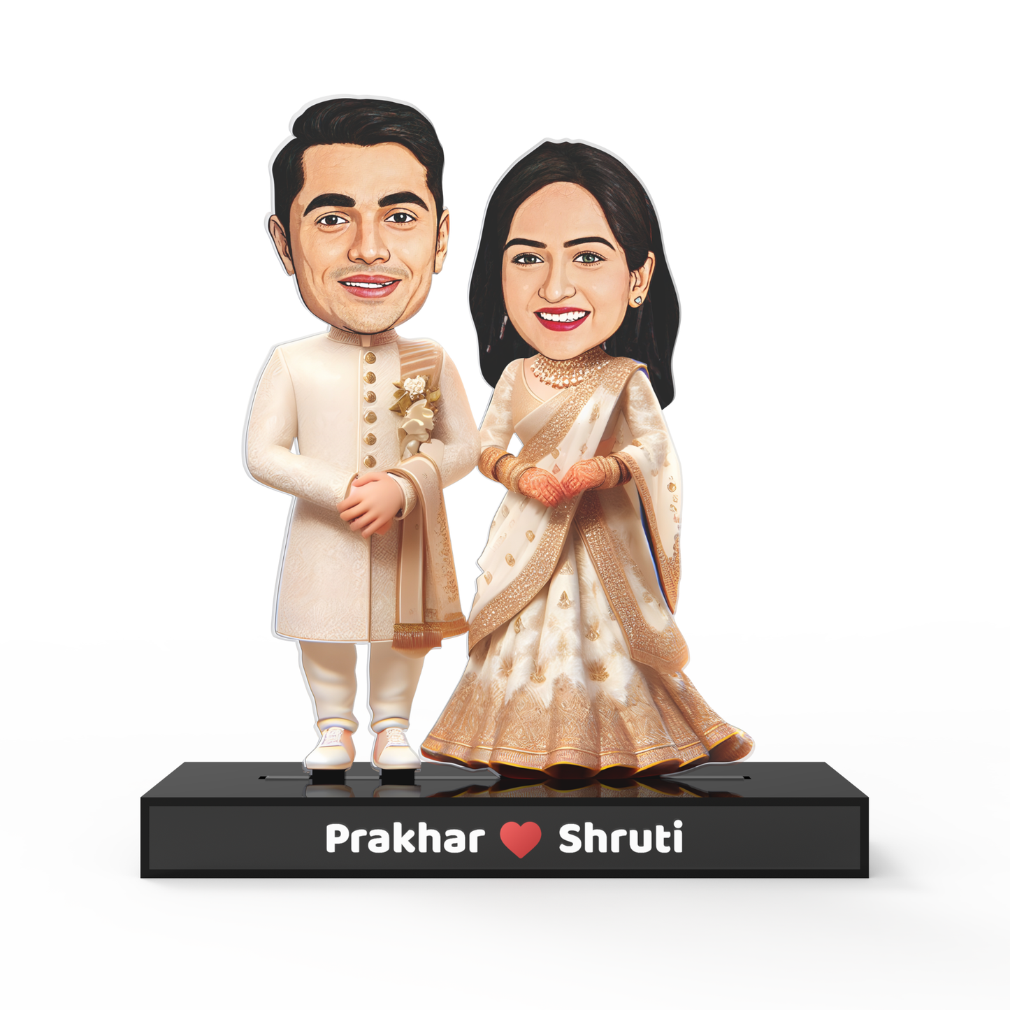 Wedding Couple Avatar Stand – Personalized Acrylic Gift for Bride & Groom with Name