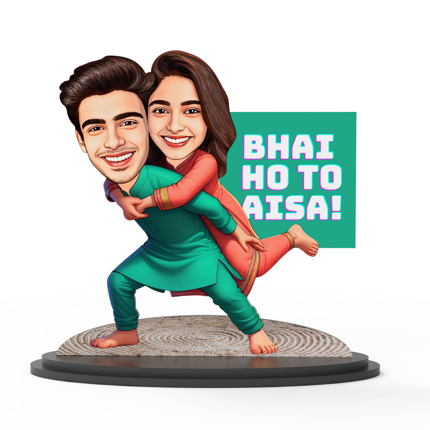 Avatar Studio Personalized Gift for Brother, Sister, Friends Character Caricature Photo Frame Unique Design Customized Gift for Bhai Dooj & Rakshabandhan (BRO SIS - 4)