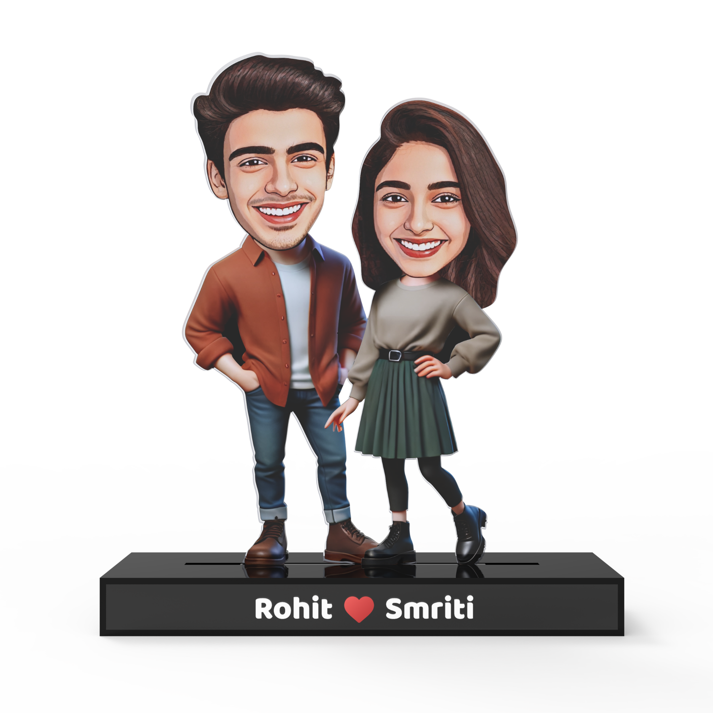 Personalized Couple Avataar Stand – Custom Acrylic Stand with Names