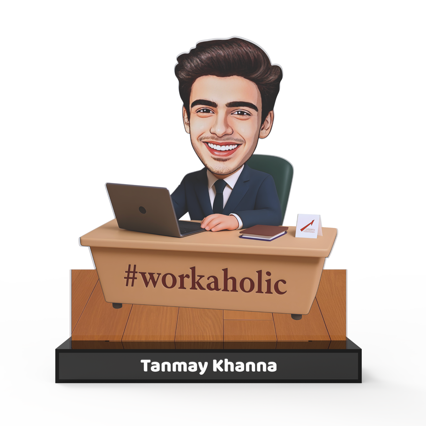 Personalized Office Avataar Stand – Custom Work Desk Acrylic Stand with Name (Male)
