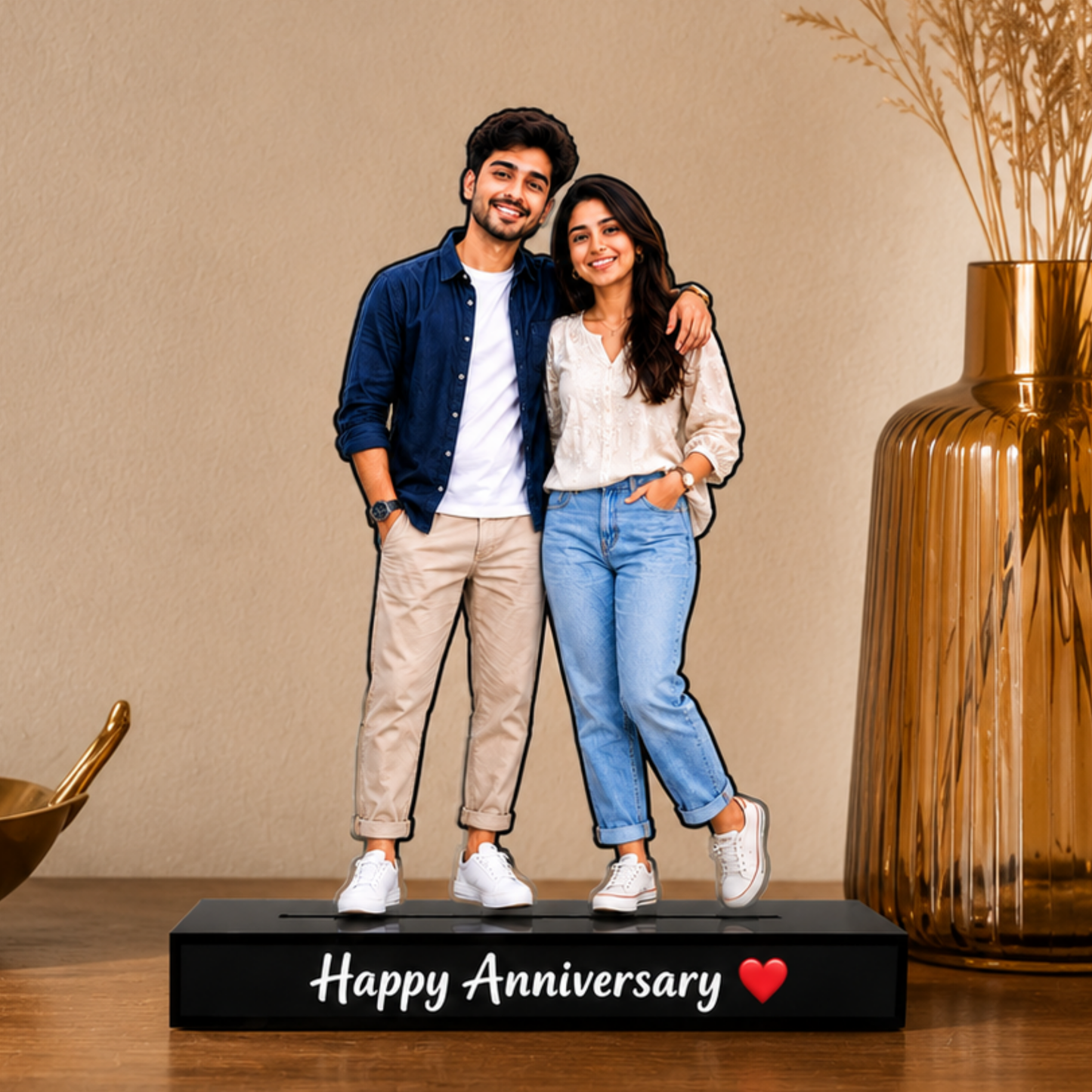 SnapStand Personalised 3D Avatar Standee Photo Frame, MDF & Acrylic, Custom Mini Figure for Couple, Anniversary, Birthday, Wedding Gifts (COUPLE, 7 INCHES)