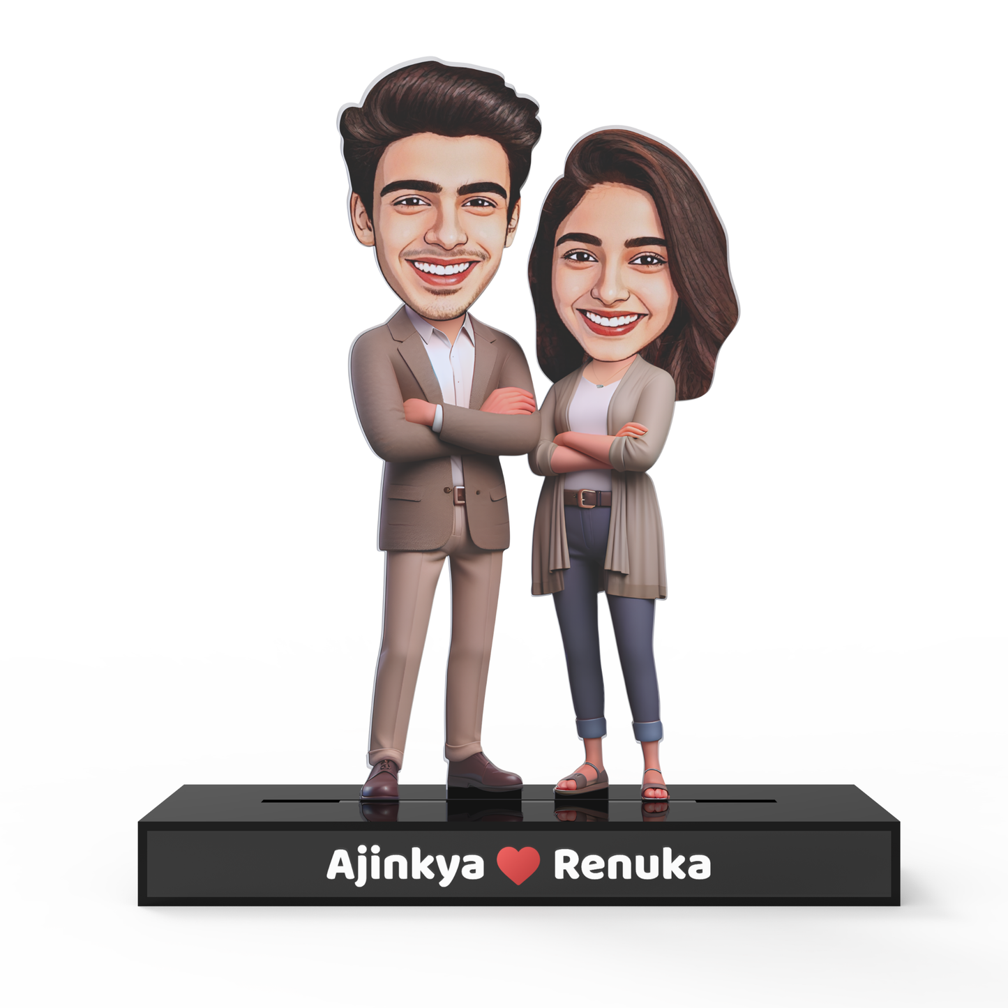 Personalized Couple Avataar Stand – Custom Acrylic Stand with Name