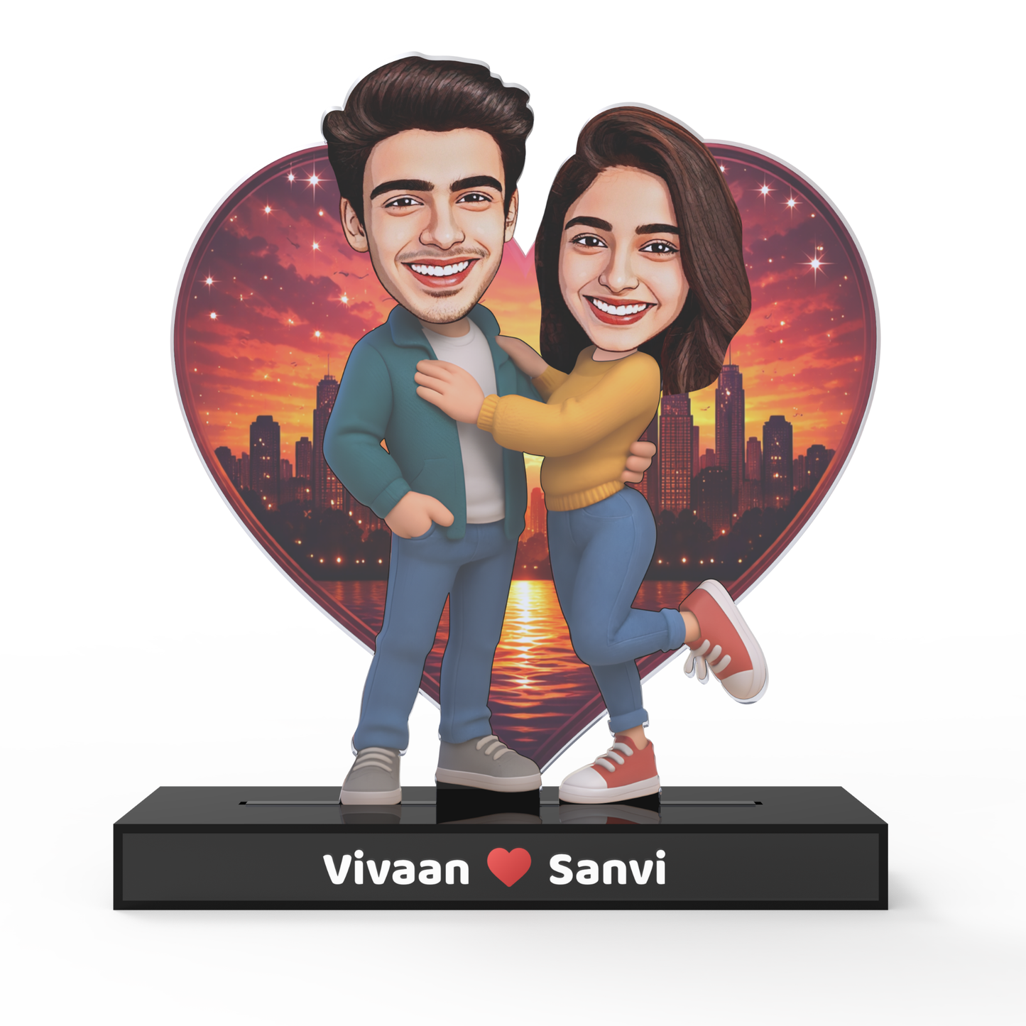 Personalized Couple Avataar Stand – Custom Acrylic Gift for Husband Wife Boyfriend Girlfriend