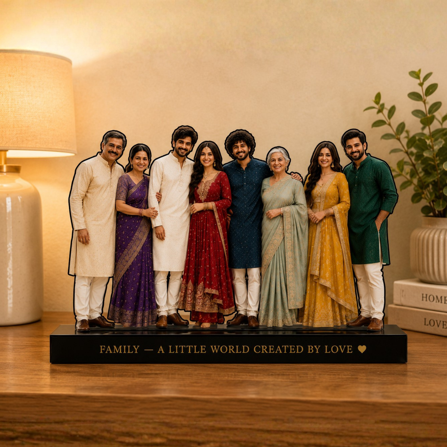 SnapStand Personalised 3D Avatar Standee Photo Frame, MDF & Acrylic, Custom Mini Figure for Couple, Anniversary, Birthday, Wedding Gifts (FAMILY - 2, 7 INCHES)