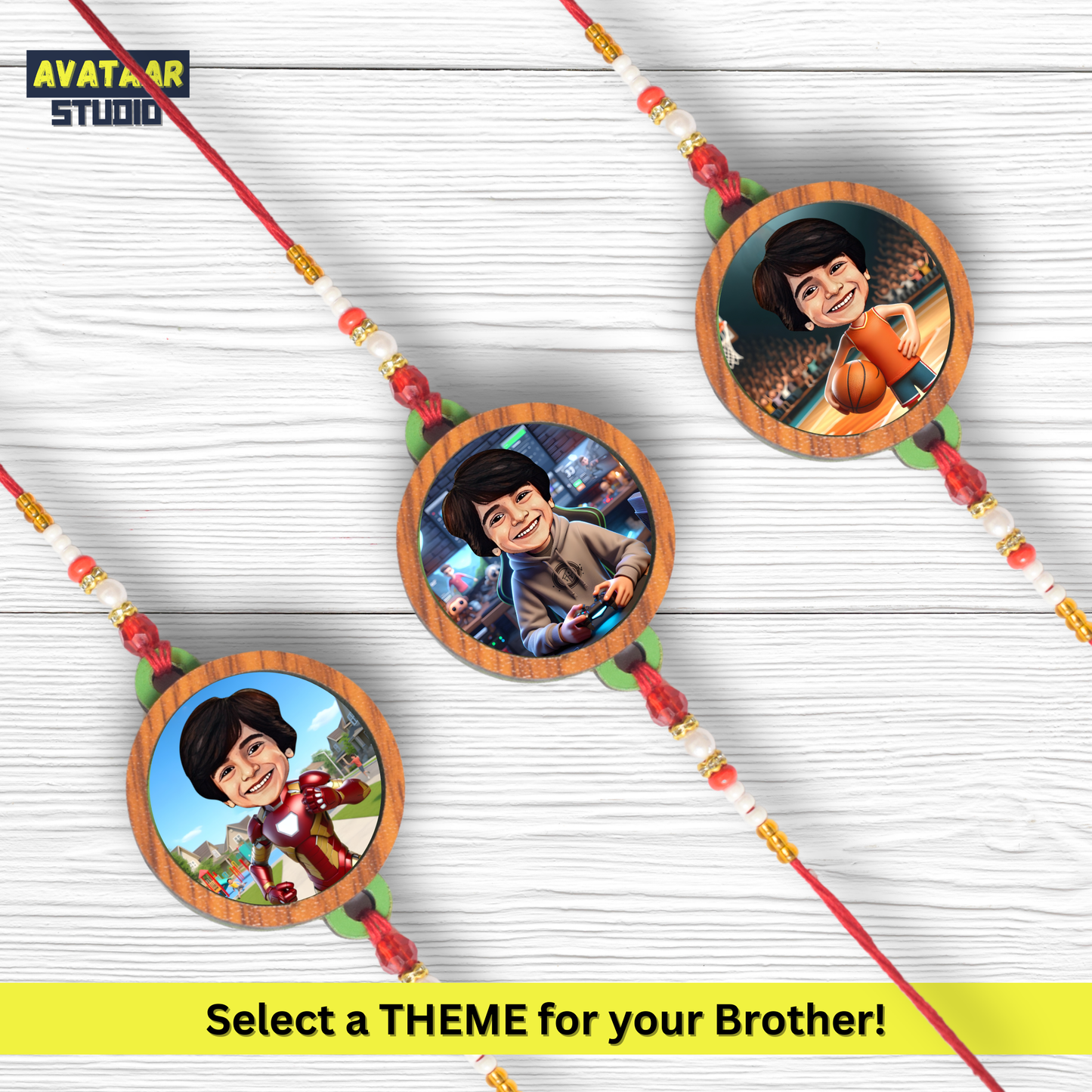 Personalized Caricature Rakhi with Fridge Magnet Unique Rakhi for Brother Caricature Durable Caricature Rakhi for Bhai Customised Photo Rakhi for Rakshabandhan (GAMER BOY)