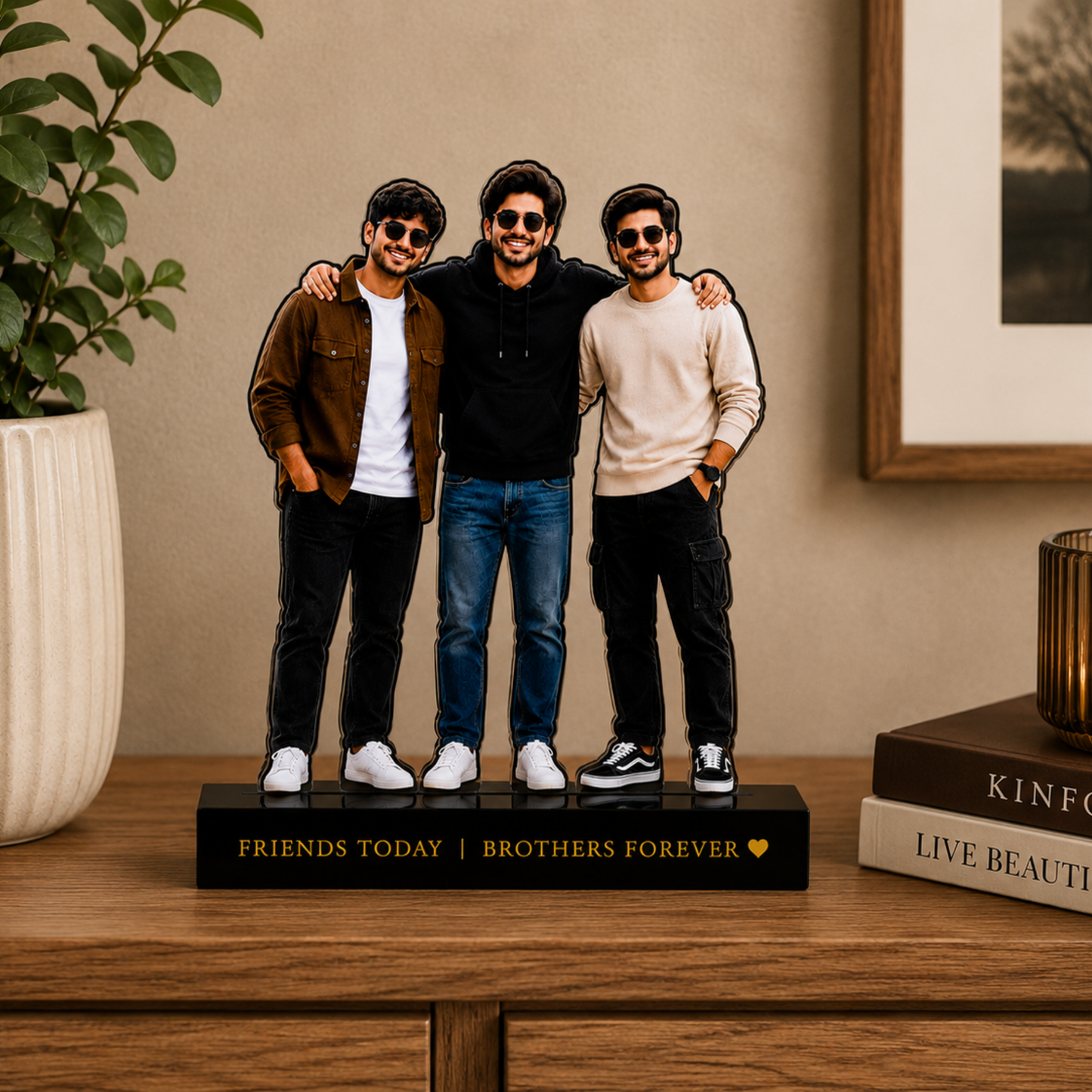 SnapStand Personalised 3D Avatar Standee Photo Frame, MDF & Acrylic, Custom Mini Figure for Couple, Anniversary, Birthday, Wedding Gifts (FRIENDS, 7 INCHES)