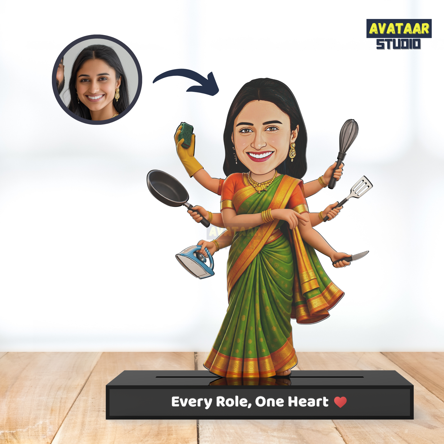 Super Mom Avataar Stand – Personalized Multi-Tasking Mom Caricature Gift with Name