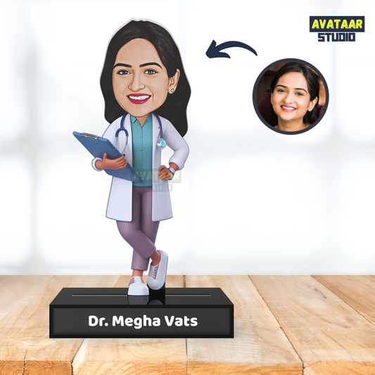Doctor Avataar Acrylic Stande – Personalized Medical Professional Desk Name Stand