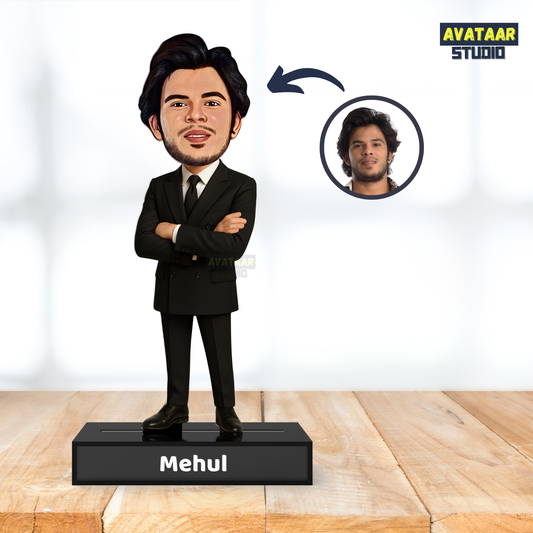Avataar Studio Personalized Man In Suit-3 Stand – Custom Acrylic Avatar with Name