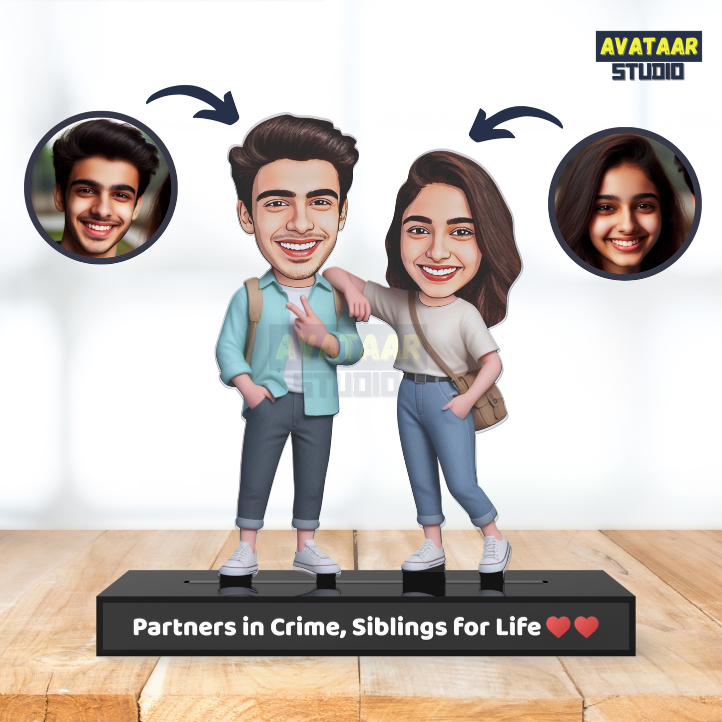 Custom Bro Sis Avataar Stand – Personalized Gift for Siblings