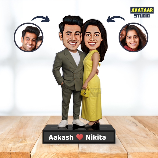 Modern Couple Avatar Stand – Personalized Acrylic Gift with Name for Him & Her