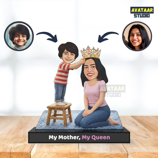 My Mother My Queen Avataar Stand – Personalized Mother & Child Caricature Gift