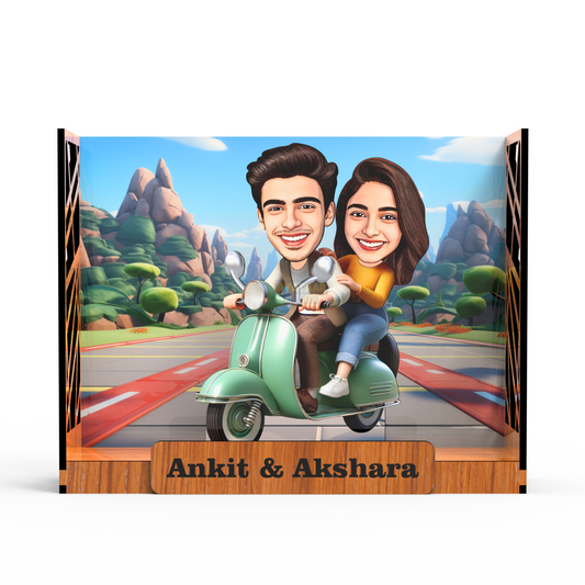 Avataar Studio Personalized Gift for Husband, Wife, Boyfriend, Girlfriend Character Caricature Photo Frame Unique Design Customized Gift for Friends & Family Return Gift (COUPLE 13 BOX)