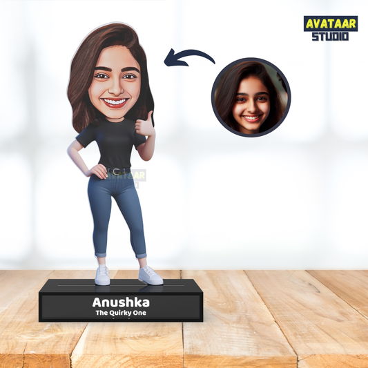 Avatar Studio Personalized Gift for Friends, Sister, BFF, Girlfriend, Character Caricature Photo Frame Unique Design Customized Gift for Friends & Family (GIRL POSE - 2)