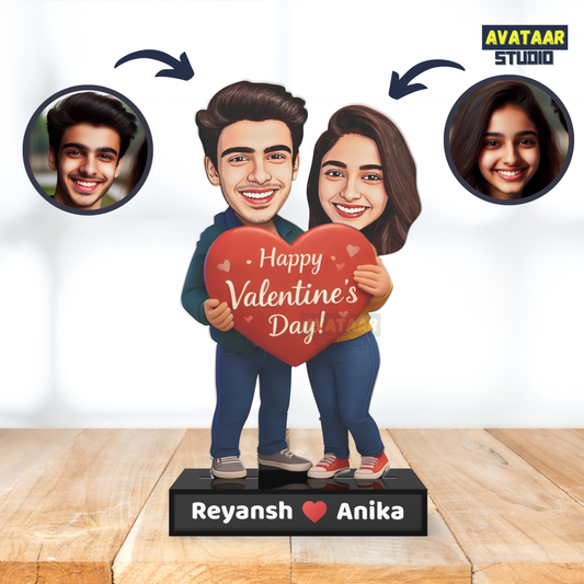Custom Couple Avataar Stand – Romantic Valentine Acrylic Gift