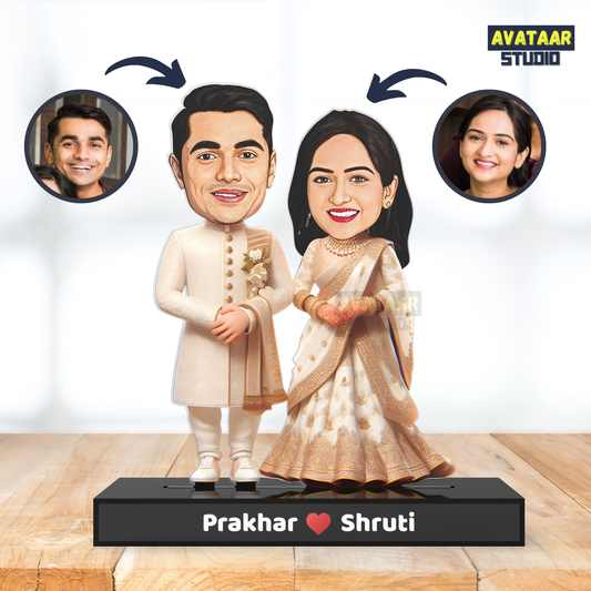 Wedding Couple Avatar Stand – Personalized Acrylic Gift for Bride & Groom with Name
