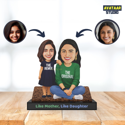 Personalized Mother Daughter Acrylic Stand – Custom Avataar Gift for Mom