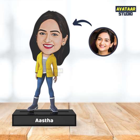 Personalized Girl  Avataar Stand – Custom Acrylic Avataar with Name